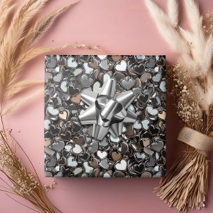 Papier Cadeau Saint Valentin Coeurs métalliques