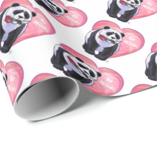 Papier Cadeau Saint-Valentin d'ours panda