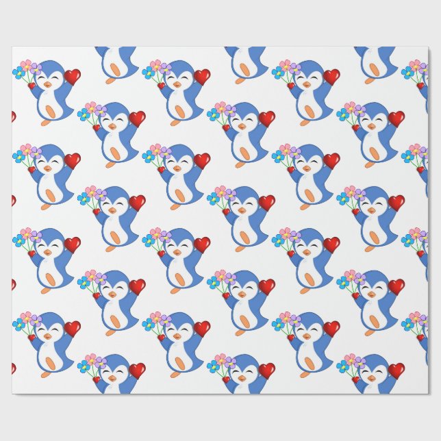 Papier Cadeau Saint-Valentin Enveloppement papier Coeurs de ping (Plat)