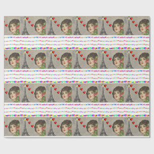 Papier Cadeau Saint-Valentin Enveloppement papier Coeurs de ping