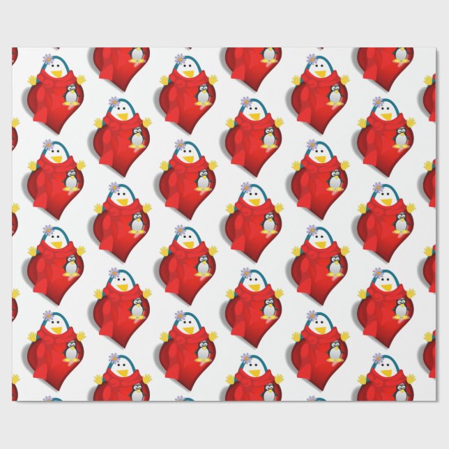 Papier Cadeau Saint-Valentin Enveloppement papier Coeurs de ping (Plat)