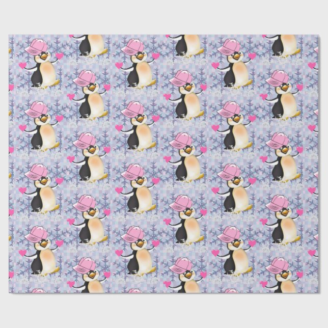 Papier Cadeau Saint-Valentin Enveloppement papier Coeurs de ping (Plat)