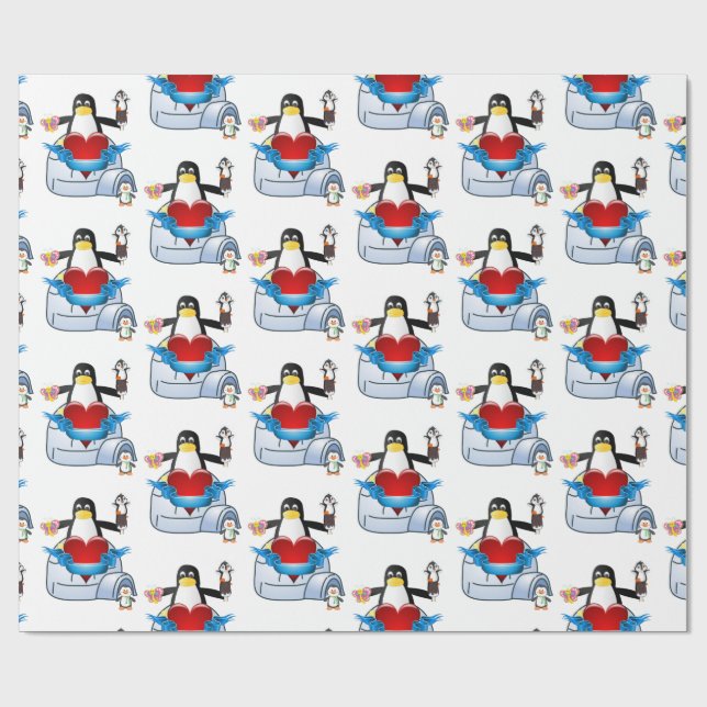 Papier Cadeau Saint-Valentin Enveloppement papier Coeurs de ping (Plat)