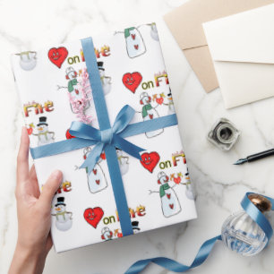 Papier Cadeau Saint-Valentin Envelopper le papier Coeur Feu de n