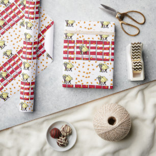 Papier Cadeau Saint-Valentin Envelopper le papier Coeurs moutons