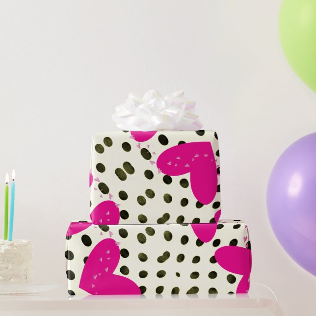 Papier Cadeau Saint Valentin Envelopper le papier Coeurs roses (Cadeaux de fête)