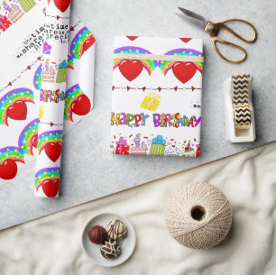 Papier Cadeau Saint Valentin Envelopper le papier Joyeux anniver