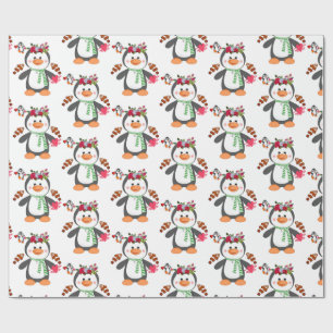 Papier Cadeau Saint-Valentin Envelopper le papier Penguin Poisso