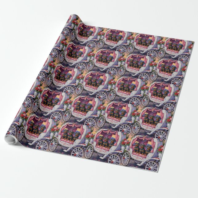 Papier Cadeau Saint-Valentin pour chien teckel (Déroulé)