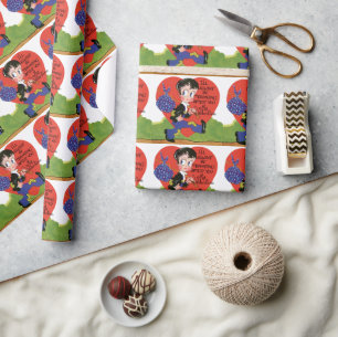 Papier Cadeau Saint-Valentin Rétro, Cœur de garçon vagabond vint