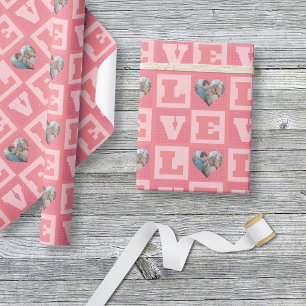 Papier Cadeau Saint-Valentin Romantique rose Love Heart Photo