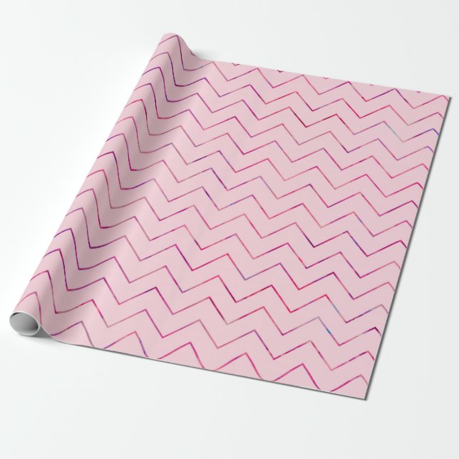 Papier Cadeau Saint Valentin rose Zig-zag (Déroulé)