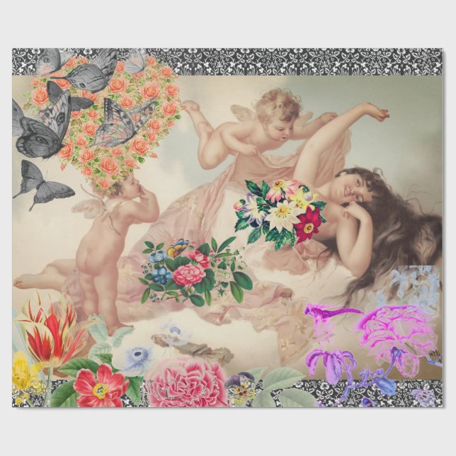 Papier Cadeau Saint-Valentin VÉNUS ET ANGELS papier à envelopper (Plat)