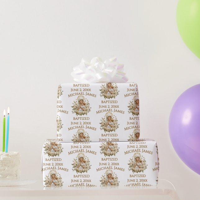 Papier Cadeau Sainte Marie avec l'enfant Jésus Baptême (Cadeaux de fête)
