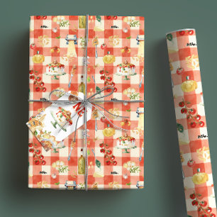 Papier Cadeau Sainte Pâtes Party   Carreaux italiens