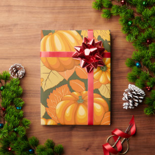 Papier Cadeau Saison d'automne Halloween Citrouille Motif