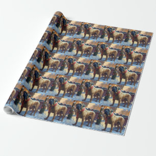 Papier Cadeau Saison de Noël de Bullmastiff