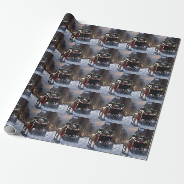 Papier Cadeau Saison de Noël du American Staffordshire (Déroulé)