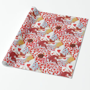PAPIER CADEAU SAISON DE VALENTINE AVEC BAIGNOIRE, SCEAU DE CIRE 