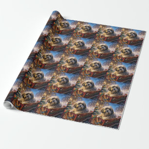 Papier Cadeau Saison Festive de Noël de Lhasa Apso