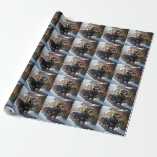 Papier Cadeau Saison festive de Noël de Rottweiler