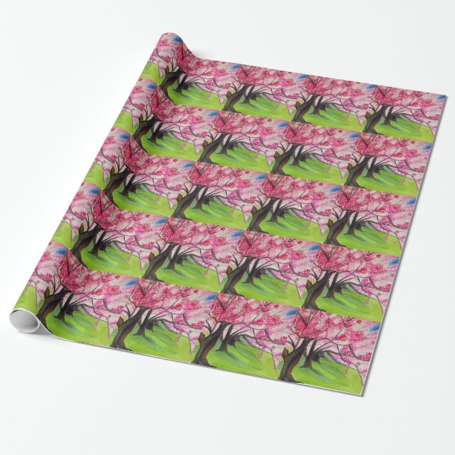 Papier Cadeau Sakura art japonais de fleurs de cerisier (Déroulé)
