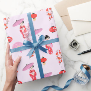 Papier Cadeau Sakura Cerry Blossom Japonaise Fête d'Anniversaire