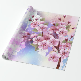 Papier Cadeau Sakura rose sur la peinture Arrière - plan