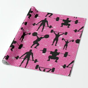 Papier Cadeau Salle De Fitness Sport Parties scintillant Rose