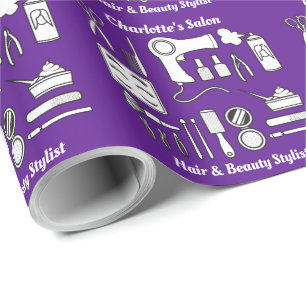 Papier Cadeau Salon de beauté Outils mignon violet personnalis