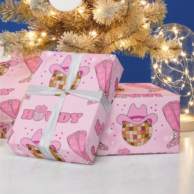 Papier Cadeau Salut et Patron de Cowgirl Disco (Vacances)