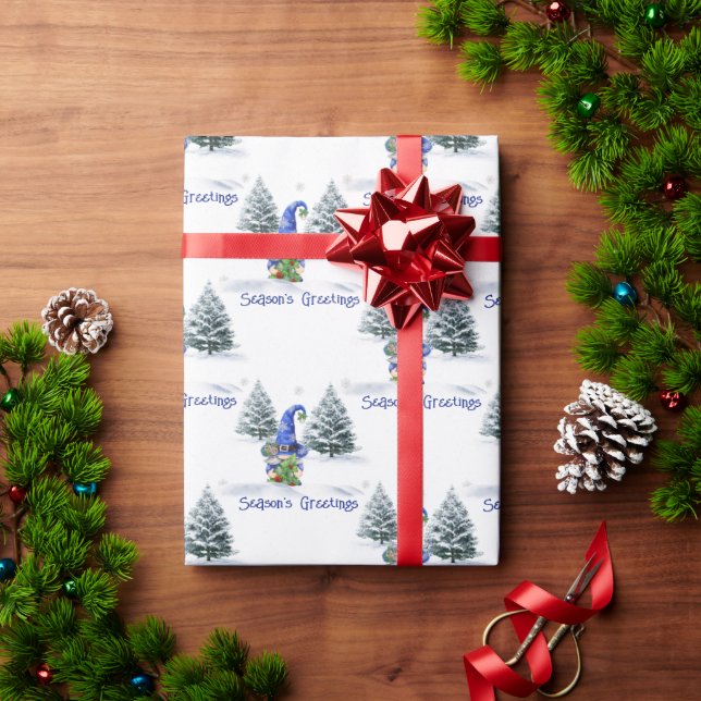 Papier Cadeau Salutation de la saison Noël Gnome (Cadeau de vacances)
