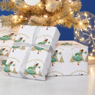 Papier Cadeau Salutations de Noël de la Vintage dame de 1950
