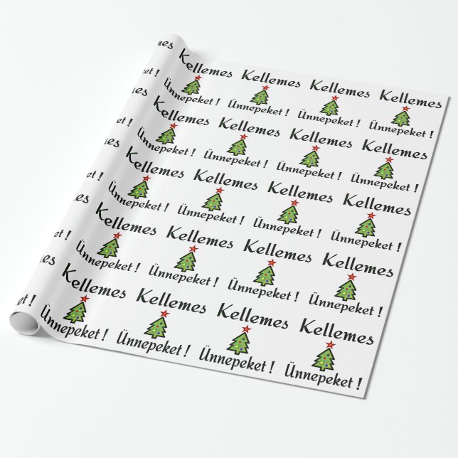 Papier Cadeau Salutations de Noël en hongrois (Déroulé)
