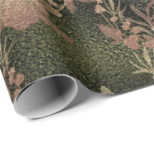Papier Cadeau Salvia Cali Vert Verre Vieux Or Wreath Metallic