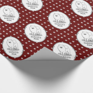 Papier Cadeau Samoyed Maman (blanc) Mignonne Fun Chien Maman