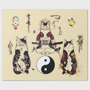 PAPIER CADEAU SAMURAI CHAUSSURES EN SKULL, SKELETON, TATOS BOUTT