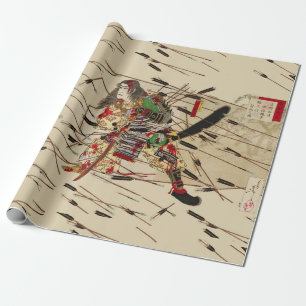 PAPIER CADEAU SAMURAI MASATSURA SE BATTRE DANS UNE DOUCHE DE FLÈ