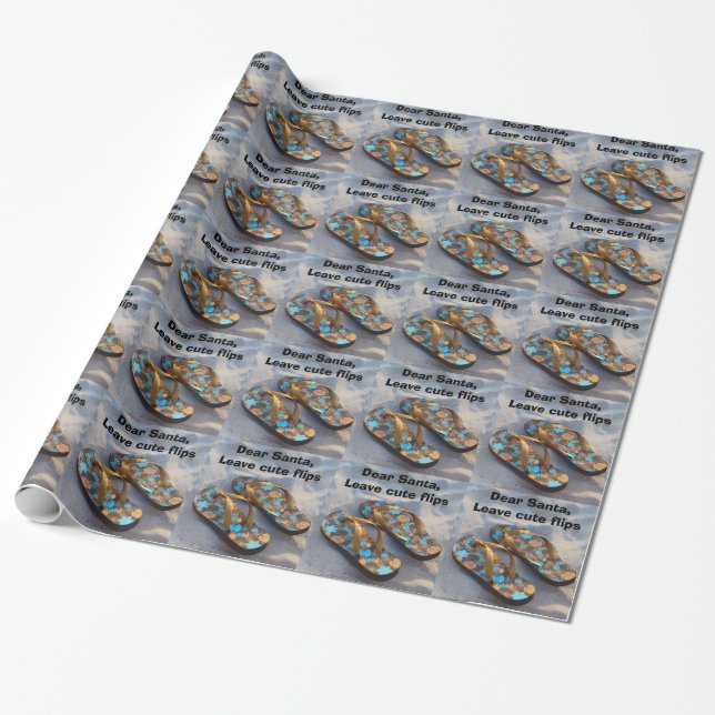 Papier Cadeau Sandales à tongs de Noël tropicales (Déroulé)