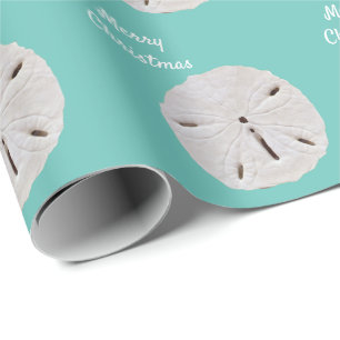 Papier Cadeau Sanddollar Motif Plage Turquoise Joyeux Noël 2023