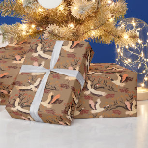 Papier Cadeau Sandhill Granes Arbres Motif Cadeau Brown
