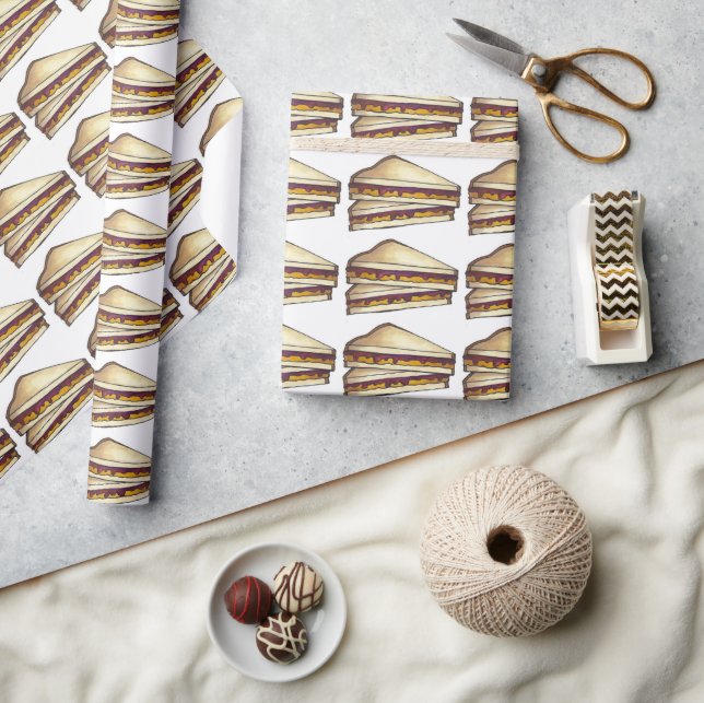Papier Cadeau Sandwiches au beurre d'arachide PBJ et à la gelée (Artisanat)