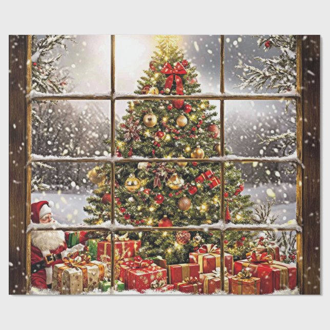 Papier Cadeau Santa Baby Christmas Baby Shower (Plat)