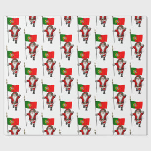 Papier Cadeau Santa Claus avec Bandeira de Portugal