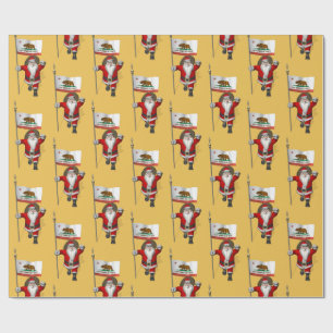 Papier Cadeau Santa Claus Avec Drapeau De Californie