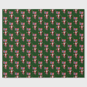 Papier Cadeau Santa Claus Avec L'Ensigne De Norvège
