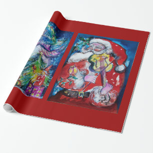 PAPIER CADEAU SANTA CLAUS AVEC VIOLIN/SNOWMAN ET XMAS TREE