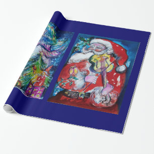 PAPIER CADEAU SANTA CLAUS AVEC VIOLIN/SNOWMAN ET XMAS TREE