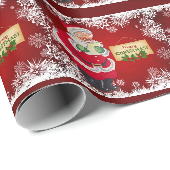 Papier Cadeau Santa Claus Joyeux Noël Papier d'emballage de Noël (Coin rond)