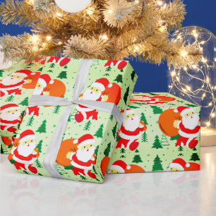 Papier Cadeau Santa Claus Noël Arbre Noël Vacances mignonnes
